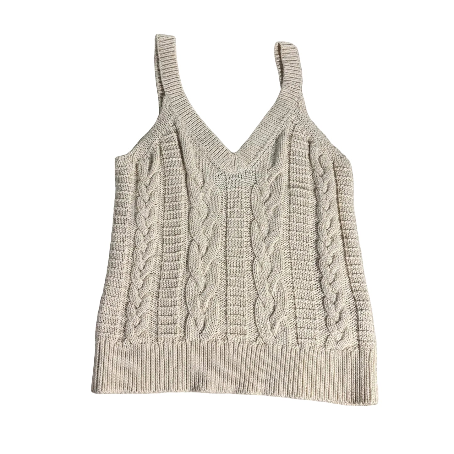 Banana Republic Sweater Tank Top Womens Small Cream Cable Knit 100% Cotton EUC