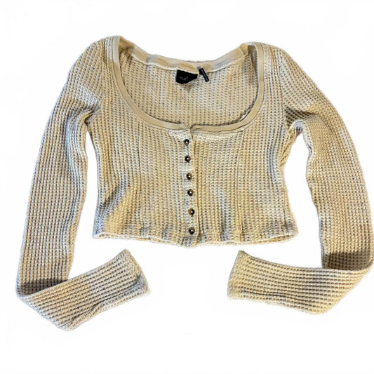 Urban Outfitters Out From Under Cream Confetti Waffle Cropped Top S Long Sleeve