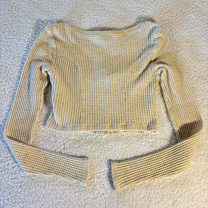 Urban Outfitters Out From Under Cream Confetti Waffle Cropped Top S Long Sleeve