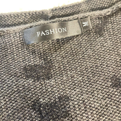 Open Front Cardigan with Pockets Women Size M Gray Black Leopard Print Office