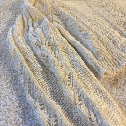 Women’s Altar’d State Knit Cropped Sweater Size L Ivory Scalloped Hem