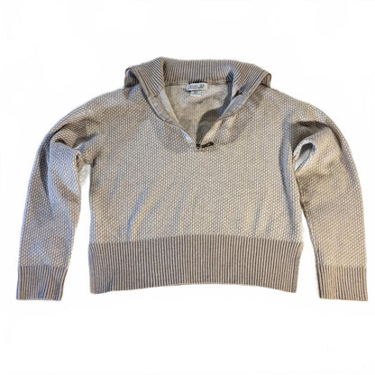 Rachel Zoe Cropped 1/4 Quarter Zip Sweater, Cream/Beige, Small Preppy Casual