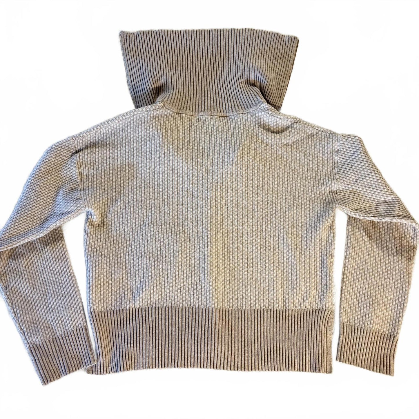 Rachel Zoe Cropped 1/4 Quarter Zip Sweater, Cream/Beige, Small Preppy Casual