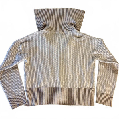 Rachel Zoe Cropped 1/4 Quarter Zip Sweater, Cream/Beige, Small Preppy Casual