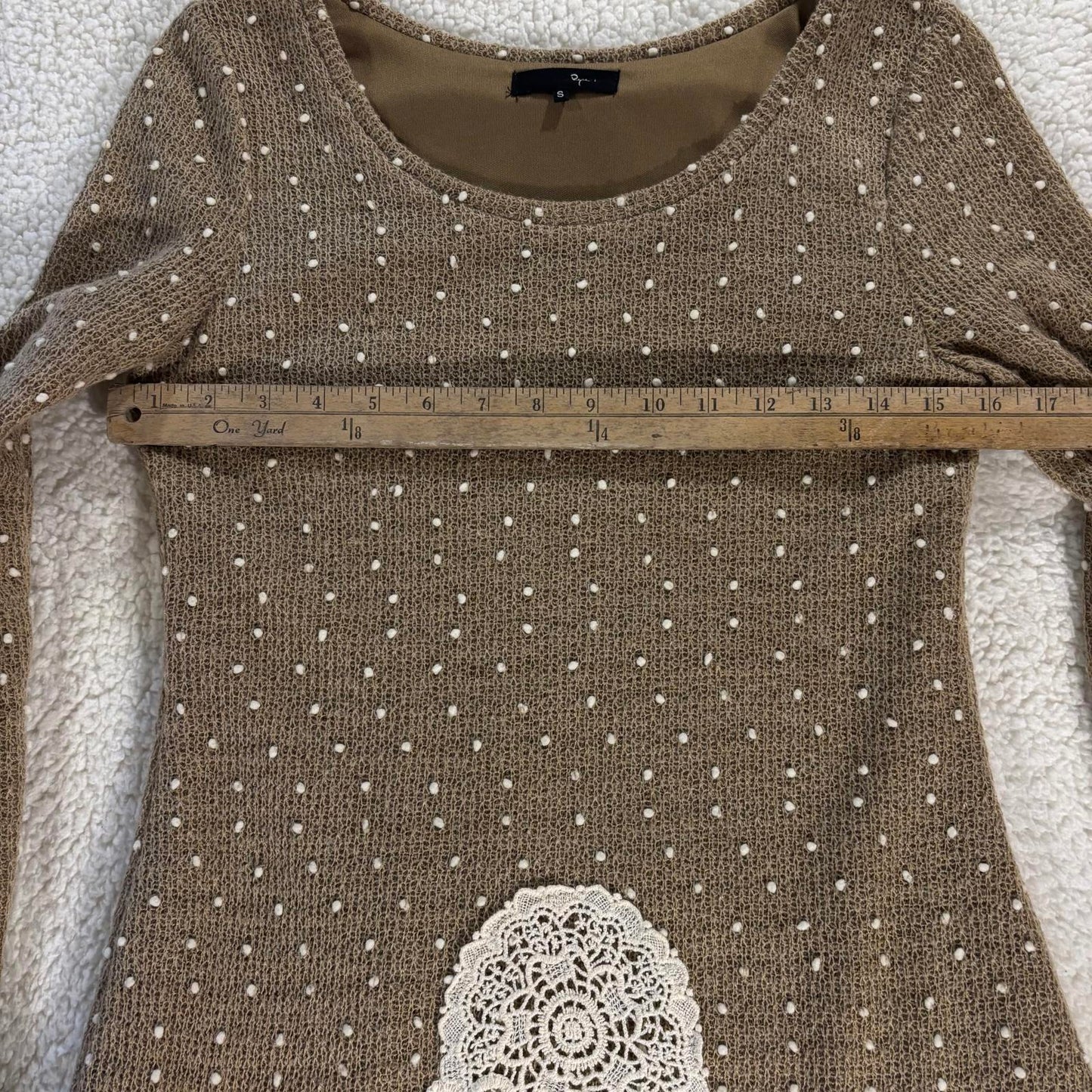 Ryu Ruffle Knit Dress size S Crochet Flowers Anthropologie Tulle Boho Whimsy