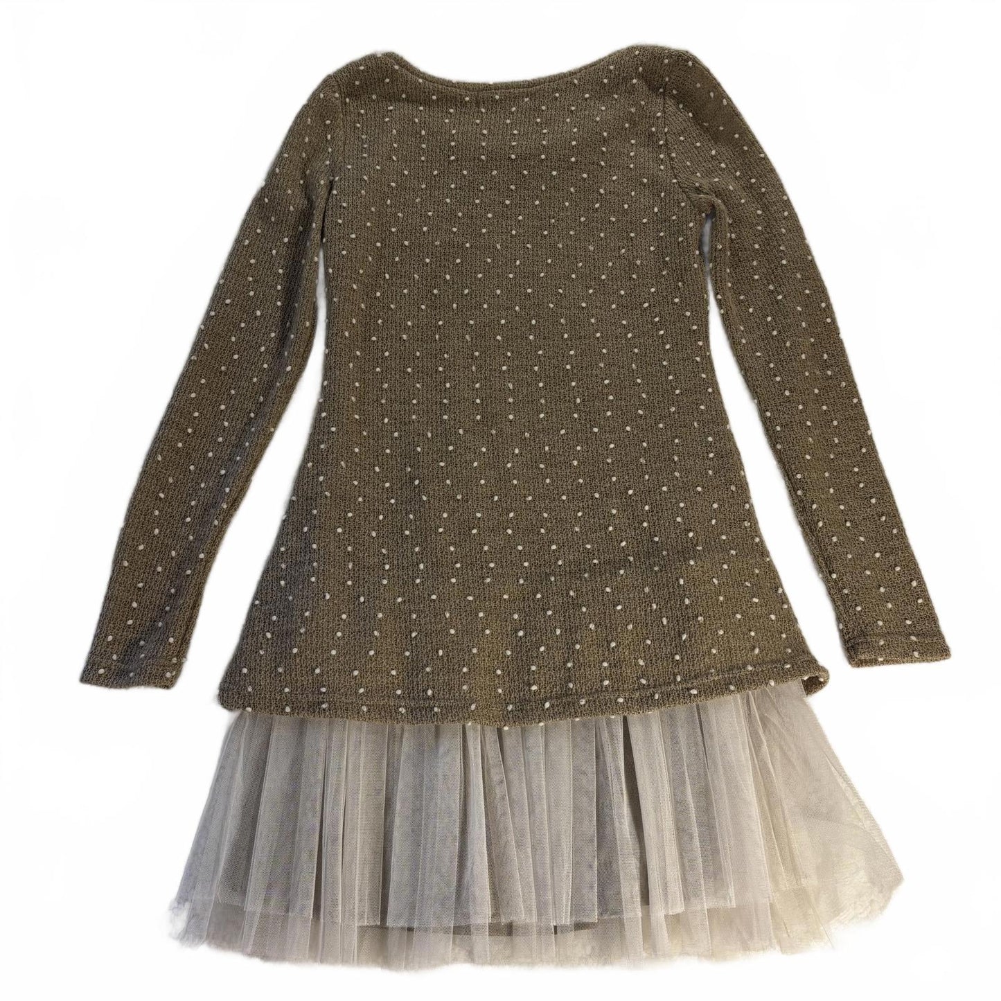 Ryu Ruffle Knit Dress size S Crochet Flowers Anthropologie Tulle Boho Whimsy