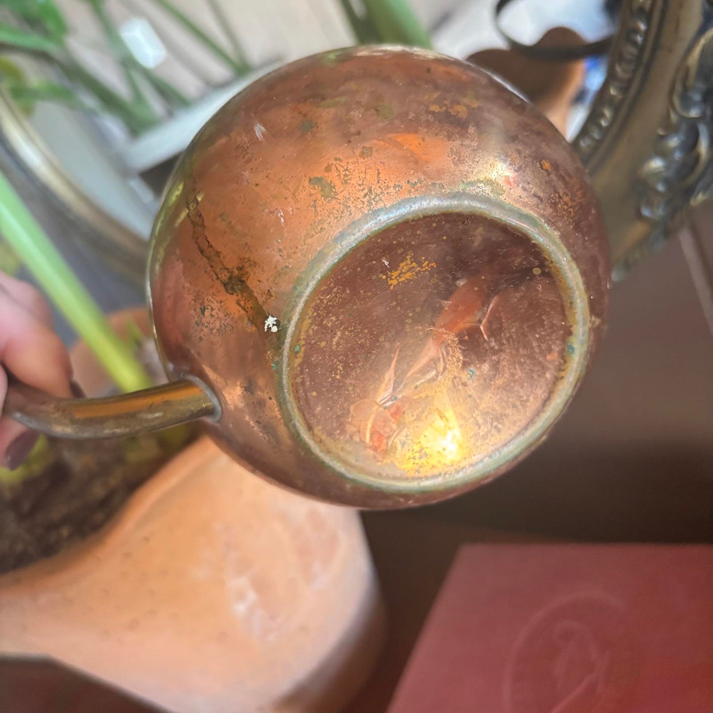Vintage 70's Coppercraft Guild small Copper and Brass Watering Can Patina