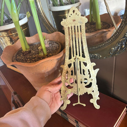 Vintage Ornate Brass Easel Display Stand Victorian Antique