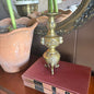 Antique Japanese Brass Relief Candlestick or Vase Vintage Patina