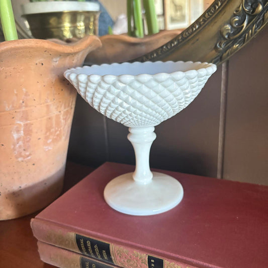 Vintage Westmoreland Milk Glass Diamond Hobnail Candy Dish Home Decor