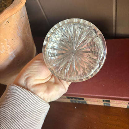 Vintage Art Deco Glass Perfume Bottle with Starburst Fan Stopper