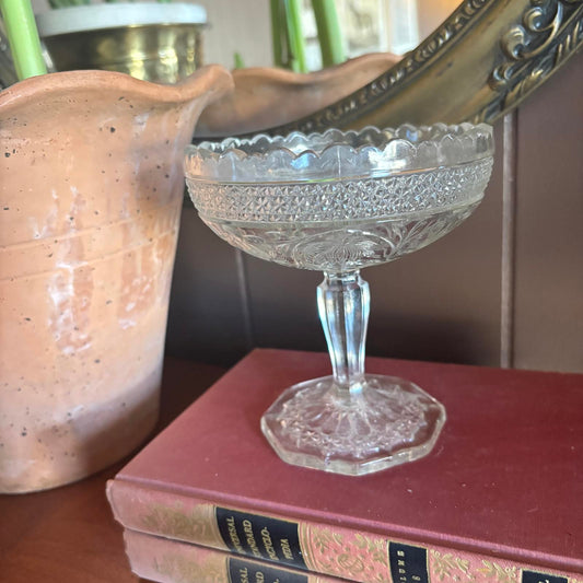 Vintage Pressed Glass Compote Dish Imperial Glass Company "Fashion" Home Decor