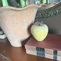 Vintage Polished Marble Apple Paperweight with Brass Stem & Leaf Antique
