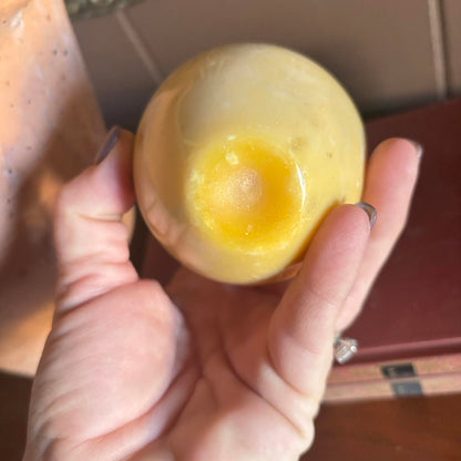 Vintage Polished Marble Apple Paperweight with Brass Stem & Leaf Antique