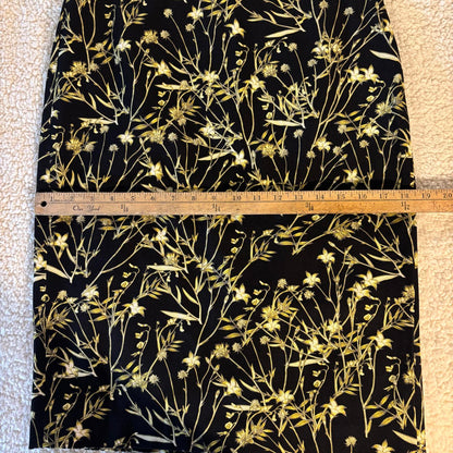 Banana Republic Women's Stretch Pencil Skirt Yellow Floral Print, Size 6 Office