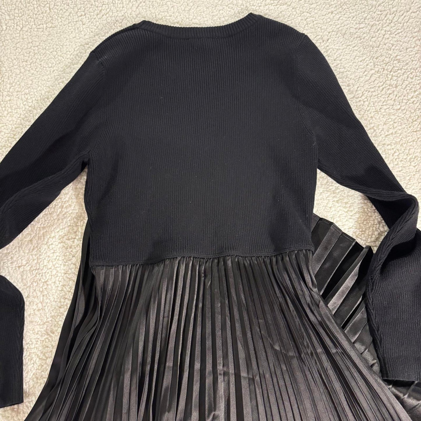 Nanette by Nanette Lepore Pleated Sweater Dress Holiday Glam Modest Size M Black