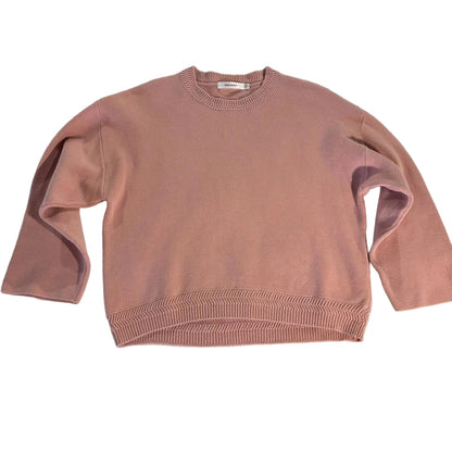 Moussy Cropped Pink Sweater One Size 3/4 Sleeve Classic Cozy Preppy