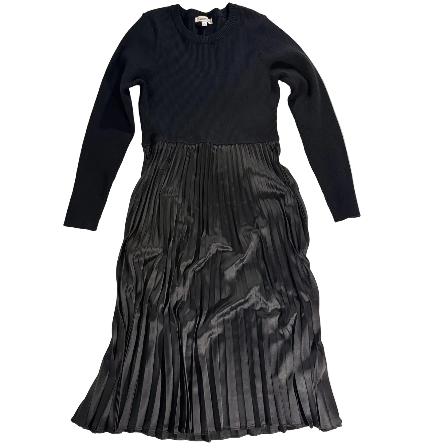 Nanette by Nanette Lepore Pleated Sweater Dress Holiday Glam Modest Size M Black
