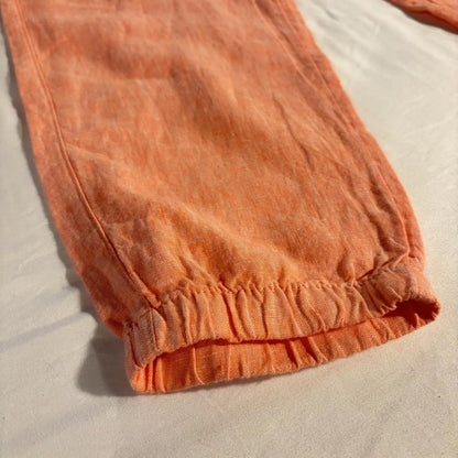Athleta Retreat Linen Pant Soft Persimmon Coral Jogger Pockets Size 8 Excellent