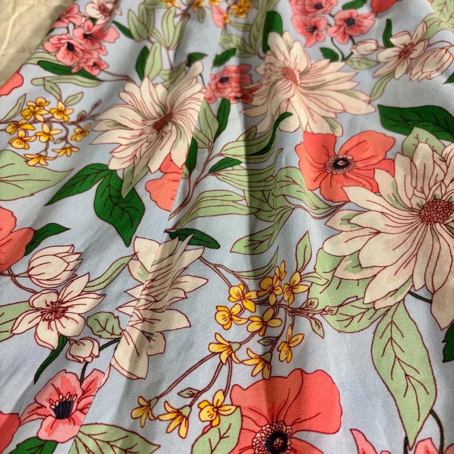 Luxology Bold Floral Summer Beach Dress - Size Large - Blue and Pink