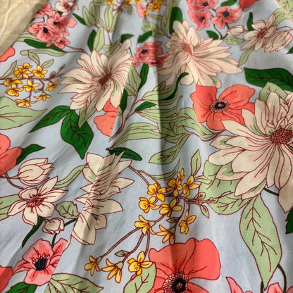 Luxology Bold Floral Summer Beach Dress - Size Large - Blue and Pink