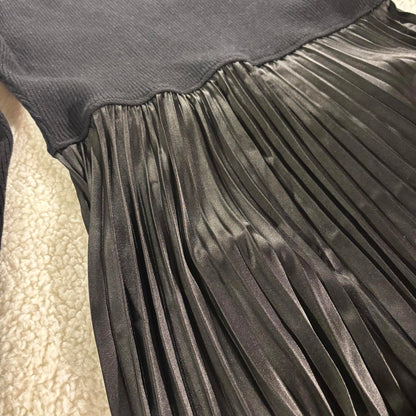 Nanette by Nanette Lepore Pleated Sweater Dress Holiday Glam Modest Size M Black