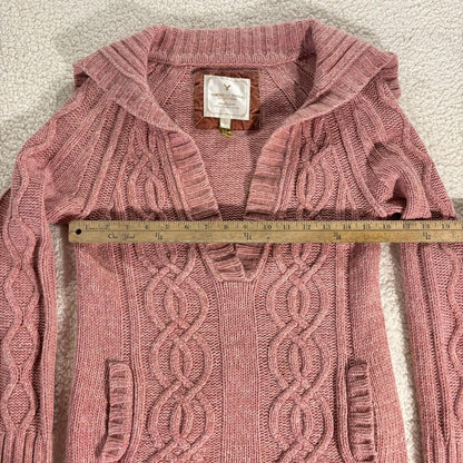 American Eagle Outfitters Sweater Womens L Y2K Cable Knit V Neck Vintage Pink