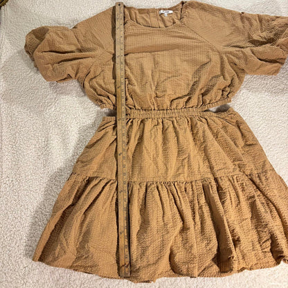 Madewell Seersucker Puff Short Sleeve Cutout Mini Peasant Dress Size XXL Women's