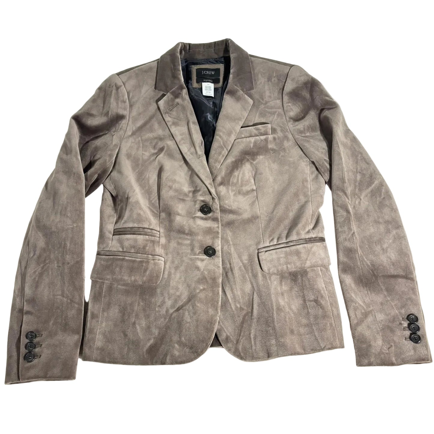 J. Crew Velvet Schoolboy 2 Button Blazer SZ 6 Workwear Classic Preppy Taupe