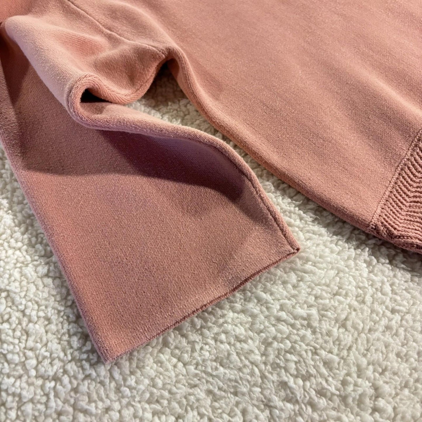 Moussy Cropped Pink Sweater One Size 3/4 Sleeve Classic Cozy Preppy