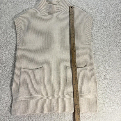 Banana Republic Cream Ribbed Cotton Blend Mock Neck Tunic Sweater Medium Classic