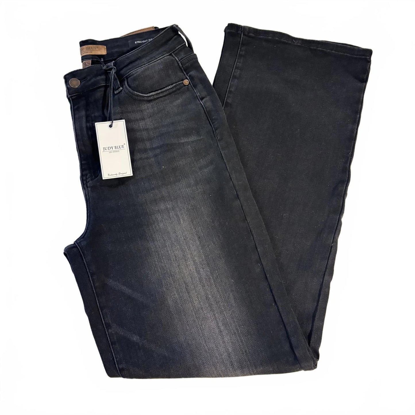 NWT JUDY BLUE Morgantown High Rise Straight Fit Black Jeans Sz 9/29 JB88646