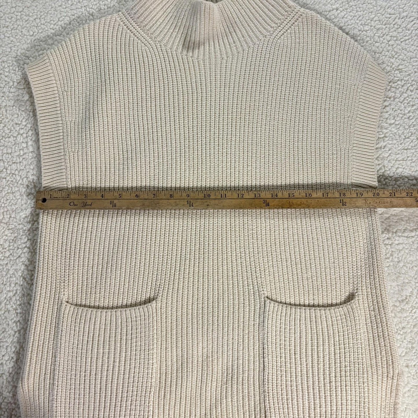 Banana Republic Cream Ribbed Cotton Blend Mock Neck Tunic Sweater Medium Classic