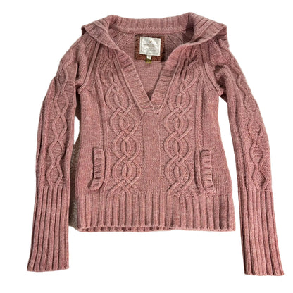 American Eagle Outfitters Sweater Womens L Y2K Cable Knit V Neck Vintage Pink