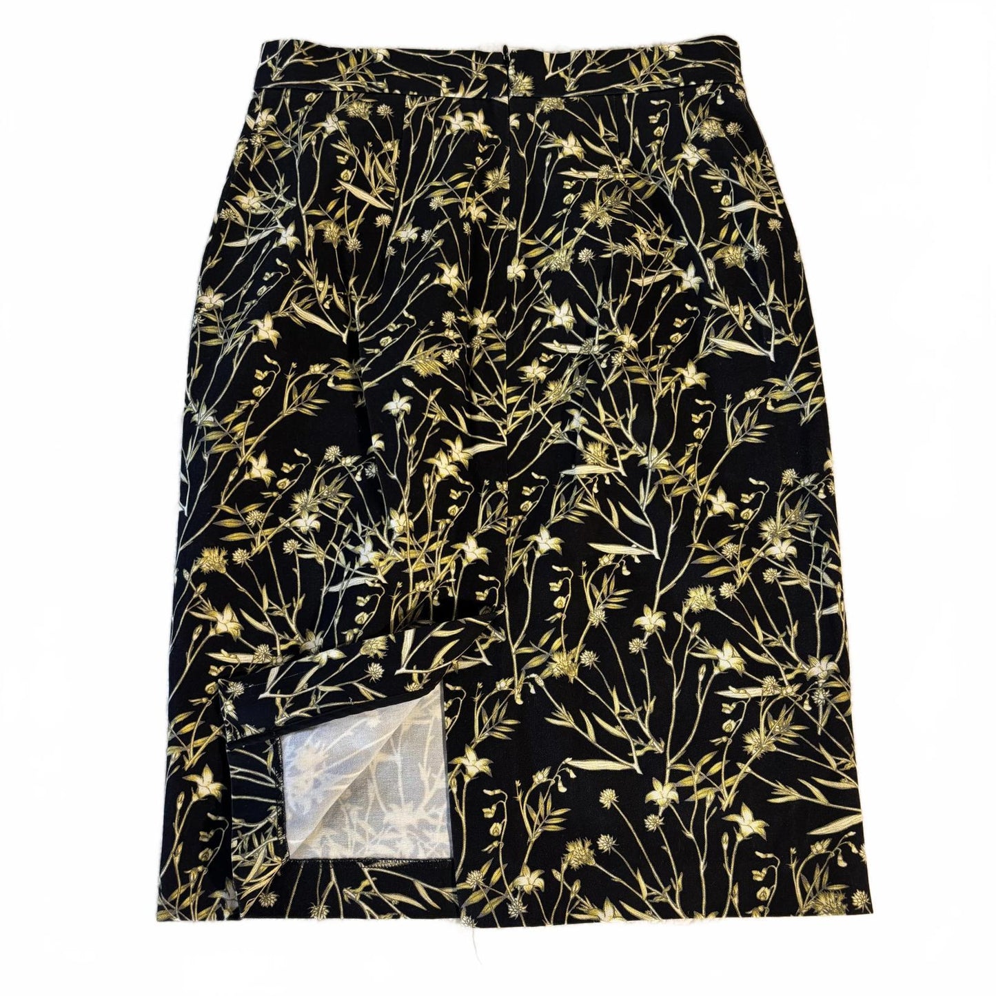 Banana Republic Women's Stretch Pencil Skirt Yellow Floral Print, Size 6 Office