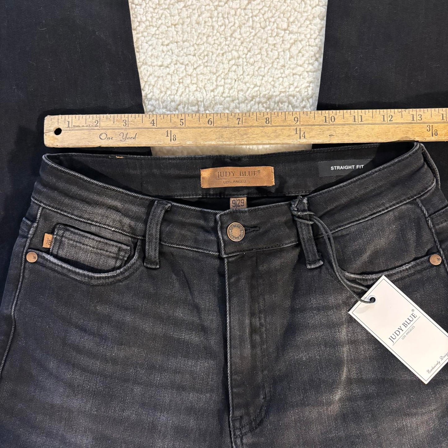 NWT JUDY BLUE Morgantown High Rise Straight Fit Black Jeans Sz 9/29 JB88646