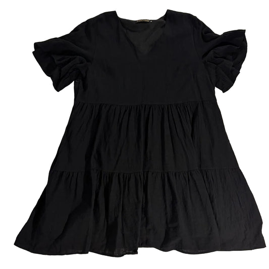 Fancy Inn Womens Knee Length Dress Size XL Black Tiered Boho Cottagecore