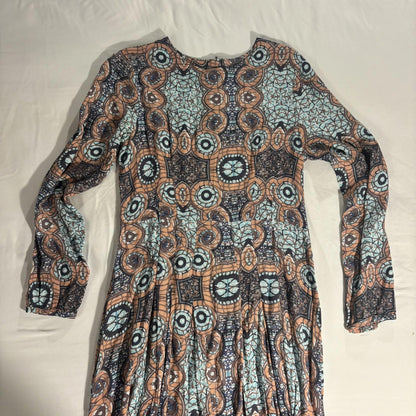 H&M 100% Viscose Maxi Long Sleeve Modest Dress - Tribal, Mosaic Pattern size 10
