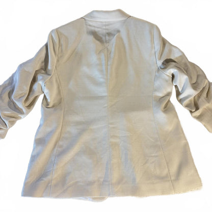 Women's H&M Tan/Cream 3/4-Sleeve Woven Open Front Blazer Size XL Preppy