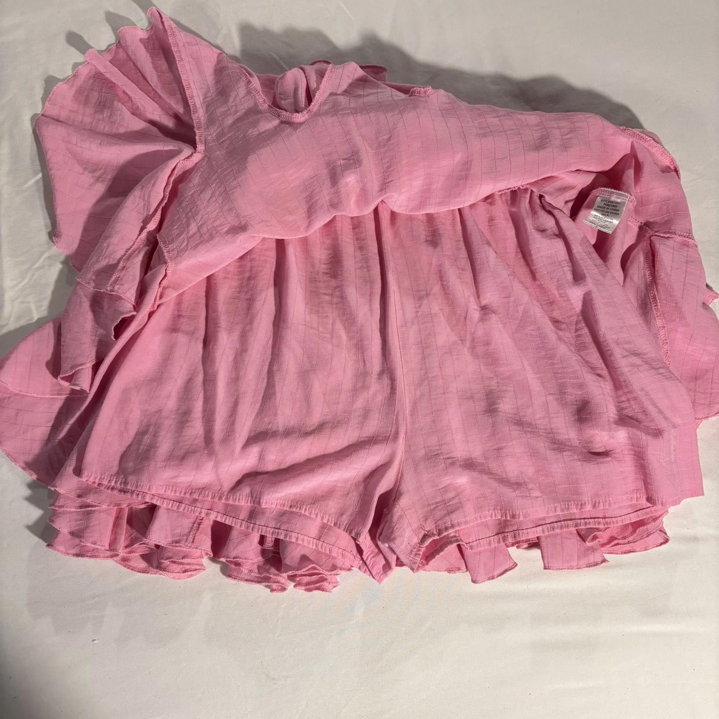 Boho Style Entro Ruffle Mini Skirt With Shorts Women Size S Pink