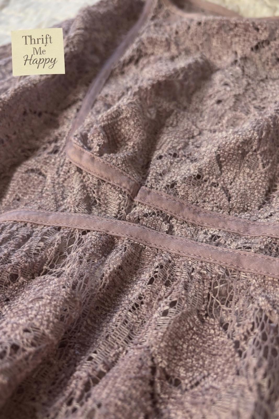 Free People Boho Lace Dress Small Lavender Tie Sleeve Romantic Mini